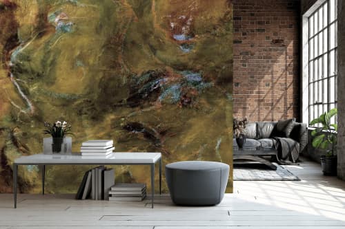 Cenote-Warm Wallpaper Mural | Wall Treatments by MELISSA RENEE fieryfordeepblue  Art & Design. Item composed of paper