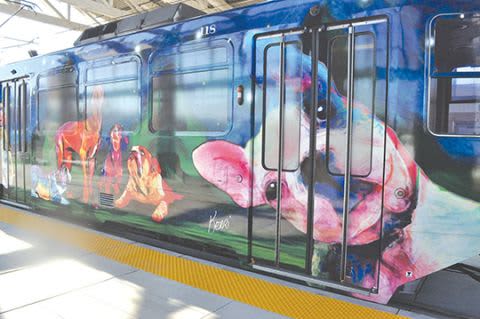 Regional Transit Train | Street Murals by Kerri Warner. Item made of synthetic