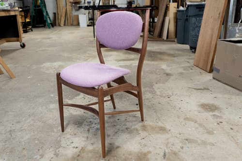 Ambassador Side Chair | Dining Chair in Chairs by Designed with Purpose. Item made of walnut with fabric works with mid century modern & japandi style