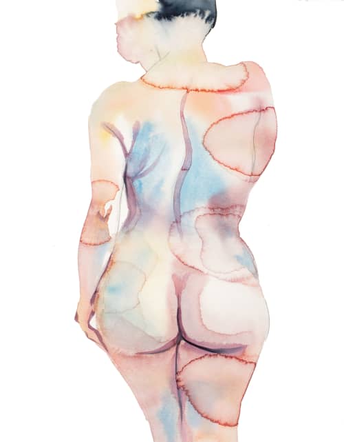 Nude No. 122 : Original Watercolor Painting | Paintings by Elizabeth Becker. Item made of paper works with minimalism & contemporary style