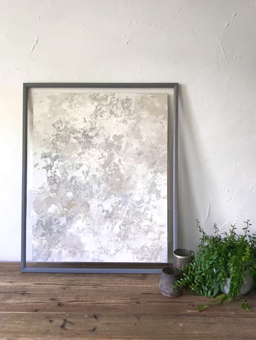 Grey Stone Abstract No.4 | Mixed Media by Vacarda Design. Item works with minimalism & contemporary style
