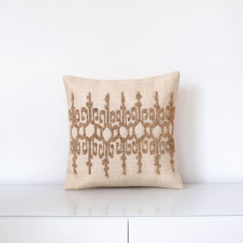 Ikat Beaded Cushion Cover | Pillows by Kubo. Item made of fiber