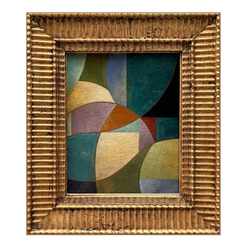 Contemporary Abstract Oil Painting in Vintage Frame | Oil And Acrylic Painting in Paintings by Suzanne Nicoll Studio. Item made of wood works with boho & minimalism style