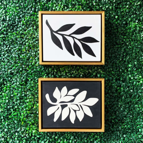 A LEAFY DIPTYCH | Oil And Acrylic Painting in Paintings by Leslie Phelan Mural Art + Design. Item composed of canvas