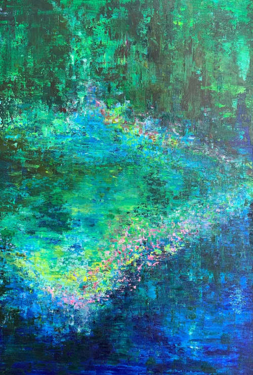 Marais Fleuris de Bourges | Oil And Acrylic Painting in Paintings by Checa Art. Item made of canvas