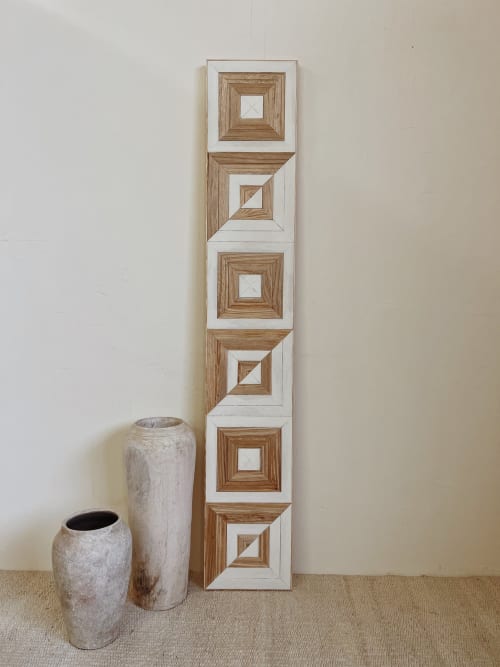 Square 1x6 White and Natural | Decorative Objects by Aleksandra Zee. Item composed of wood in minimalism or contemporary style