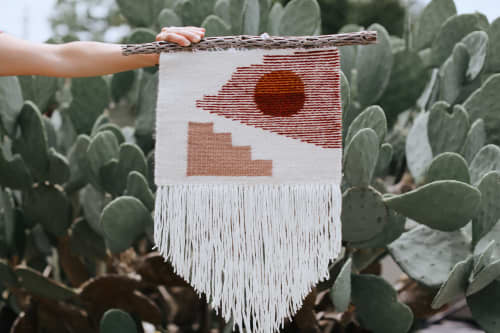 Tapestry with Cholla Cactus Wood | Macrame Wall Hanging in Wall Hangings by Estudio Zanny | Private Residence - Austin, TX in Austin. Item composed of birch wood and fabric