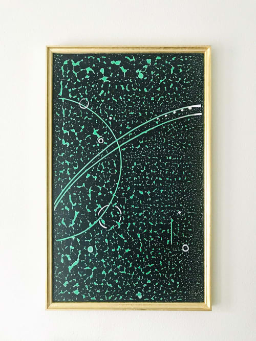 Gold Framed Green Chalk Board Wall Art | Oil And Acrylic Painting in Paintings by NAMYOONSOOART. Item composed of synthetic