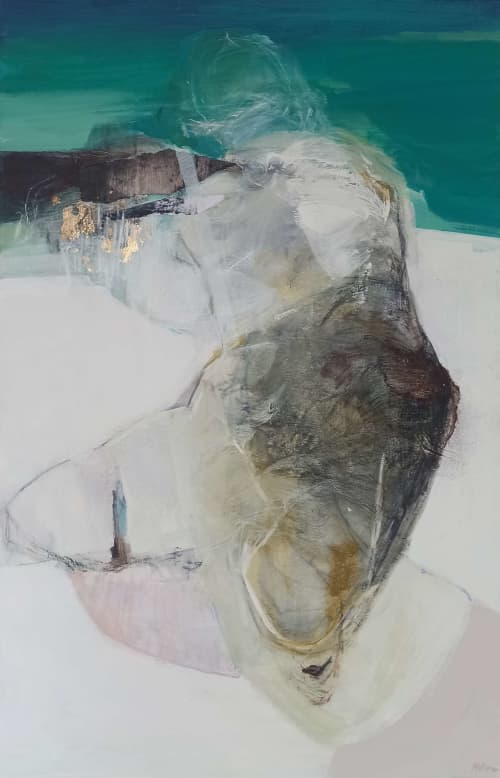 The Beauty Within Self-Doubt 3 (65x100cm) | Mixed Media in Paintings by Magdalena Morey. Item made of canvas with paper works with boho & contemporary style