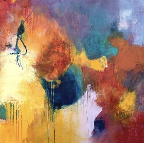 It Was a Dark and Stormy Night | Oil And Acrylic Painting in Paintings by Pamela K Beer Contemporary Fine Art. Item made of wood with synthetic