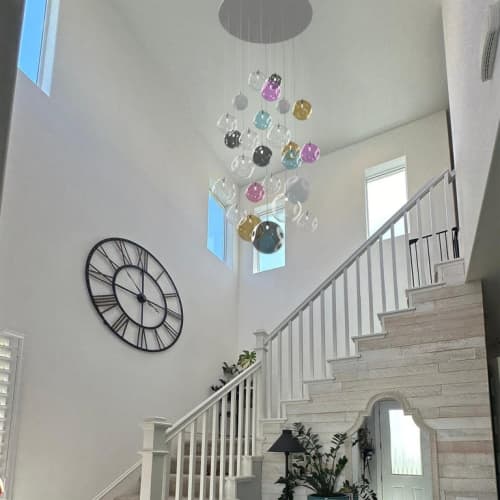 Palazzo Chandelier 25 Glass Globe Pendants in Multiple Color | Pendants by Galilee Lighting. Item composed of metal and glass in modern style