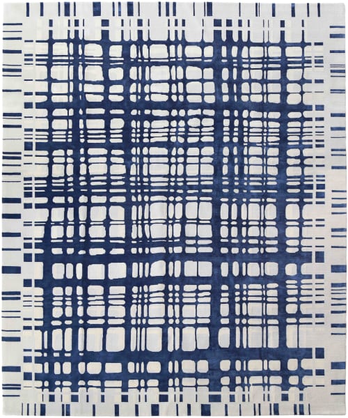 Rug Brookfield Navy hand-knotted blue modern | Area Rug in Rugs by Atelier Tapis Rouge. Item made of wool compatible with contemporary and modern style