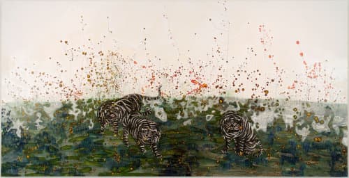 "Wild Tiger I have Always Known" | Oil And Acrylic Painting in Paintings by Ajean Ryan | Le Méridien Denver Downtown in Denver. Item made of synthetic