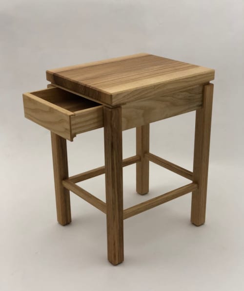 Bedside Table in White Ash with Single Drawer | Tables by Brian Holcombe Woodworker. Item composed of wood