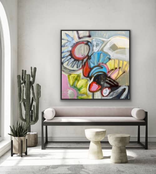 By the Stream | Mixed Media by Shelley Helms Fleishman. Item made of canvas & synthetic compatible with contemporary and eclectic & maximalism style