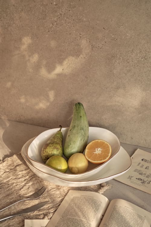 White Gold Serving Pieces | Plate in Dinnerware by Laura Letinsky. Item made of ceramic