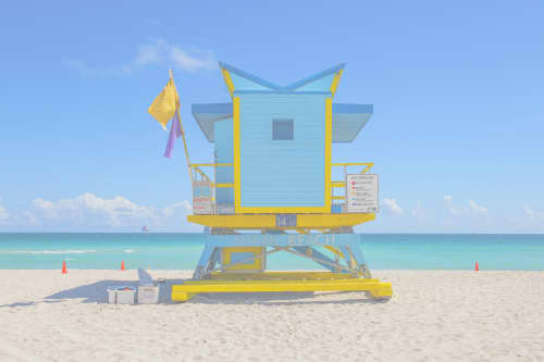14th Street-Miami Lifeguard Chair (Pink) | Photography by Richard Silver Photo. Item composed of paper compatible with contemporary and coastal style
