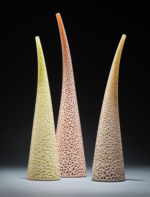 Spring Birch Triptych | Ornament in Decorative Objects by Carrie Gustafson. Item made of glass