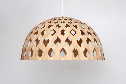 Bamboo Light Hexagonal Dome 80 | Chandeliers by ADAMLAMP. Item composed of bamboo in minimalism or contemporary style