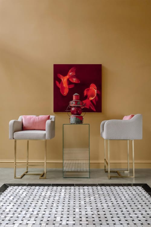 Papillonne Bar Chair | Bar Stool in Chairs by LAGU. Item composed of fabric & metal