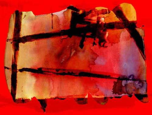 Red Study #2, #4 & #5 | Oil And Acrylic Painting in Paintings by Margaret Kisza | Metropolitan Hotel Vancouver in Vancouver. Item made of canvas with synthetic
