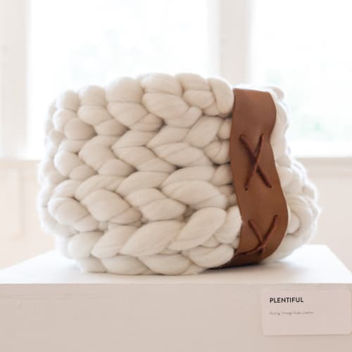 Chunky Woven Basket | Vase in Vases & Vessels by Keyaiira | leather + fiber | Artist Studio in Santa Rosa. Item composed of fiber