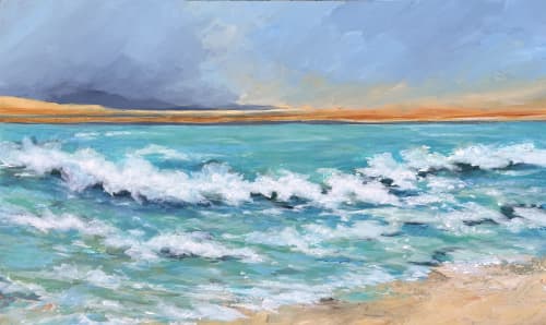 Gulf Sunset - Seascape Coastal Painting | Oil And Acrylic Painting in Paintings by Filomena Booth Fine Art. Item made of canvas works with contemporary & coastal style