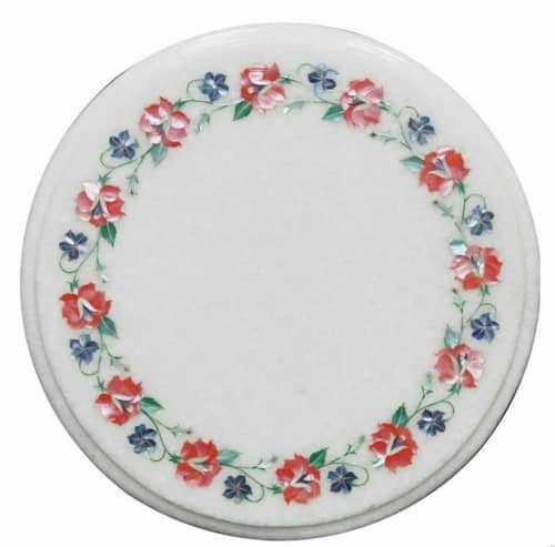 white marble table, coffee table, end table, tabletop | Tables by Innovative Home Decors. Item composed of marble in country & farmhouse or art deco style