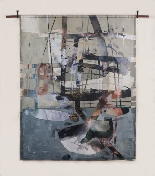 Urban Grid #88 | Oil And Acrylic Painting in Paintings by Anna Carll. Item composed of canvas and synthetic