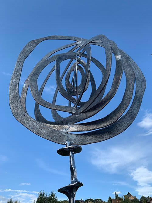 " Mountain High" | Public Sculptures by David Marshall | Colorado Mountain College Steamboat Springs in Steamboat Springs. Item composed of aluminum