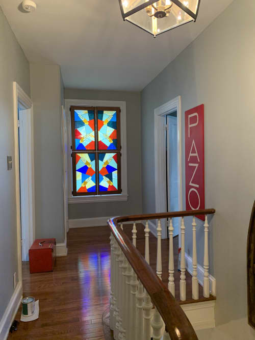 Indoor stained glass shutters | Ornament in Decorative Objects by Annie Sinton Glass. Item composed of wood and synthetic