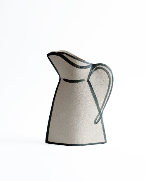 Ceramic Vase ‘Morandi Pitcher - Black’ | Vases & Vessels by INI CERAMIQUE. Item composed of ceramic in minimalism or contemporary style