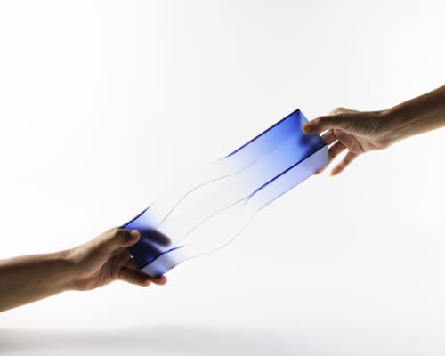 Stretch Color Blue | Vase in Vases & Vessels by RE/CRAFT. Item composed of glass in art deco or modern style