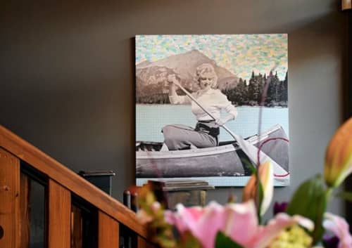 Marilyn Monroe in Canoe | Mixed Media by Sarah Martin Art | The Bison Restaurant in Banff