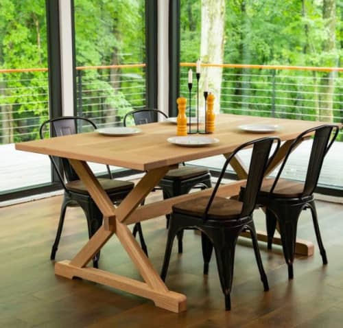 Breadboard X | Dining Table in Tables by Lumber2Love. Item composed of oak wood in mid century modern or contemporary style