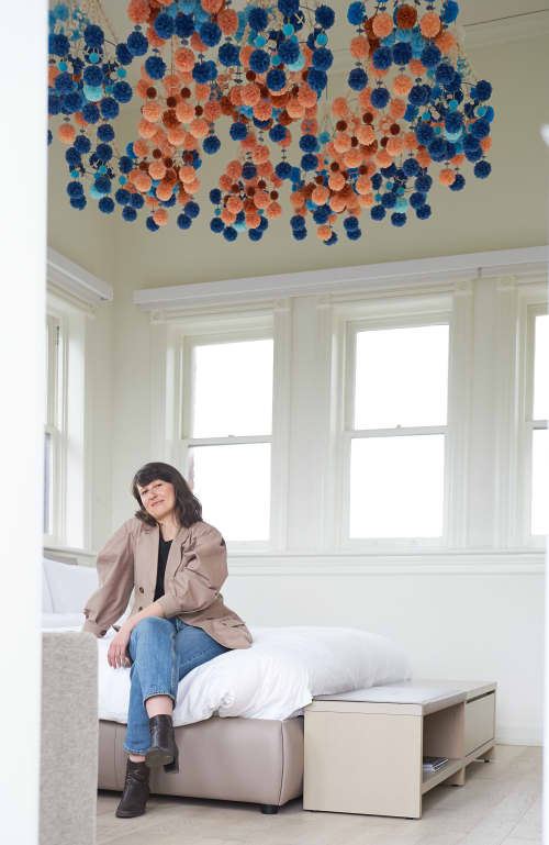 Kinetic Paper Installation | Sculptures by Paula Hartmann | Gladstone Hotel in Toronto. Item made of paper with fiber works with japandi & eclectic & maximalism style