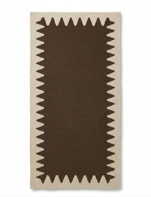 Handwoven Woolen Brown Runner Rug | Rugs by Evergreen Carpets. Item made of wool works with boho & minimalism style