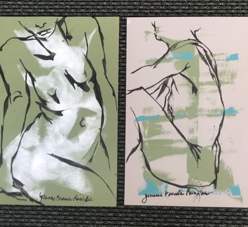 Making Up | Oil And Acrylic Painting in Paintings by Joanne Beaule Ruggles. Item composed of paper and synthetic in contemporary or modern style