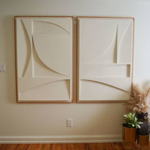 23 Plaster Relief | Wall Sculpture in Wall Hangings by Joseph Laegend. Item composed of oak wood compatible with minimalism and mid century modern style