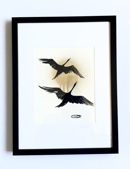 drawing in a minimalist style from the Silhouettes series. F | Paintings by Oplyart. Item made of paper works with boho & minimalism style