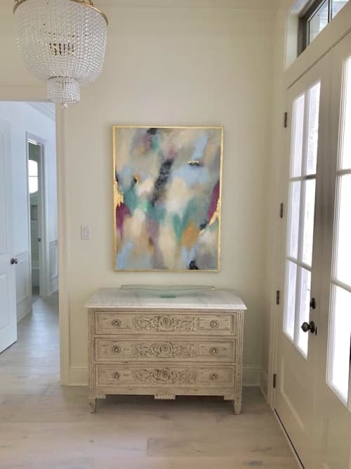 Abstract Cherry | Mixed Media by Lori Sperier Art. Item made of canvas & synthetic