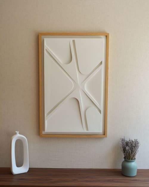 No. 111 Japandi Plaster Wall Relief - Scandinavian Decor | Wall Sculpture in Wall Hangings by Joseph A