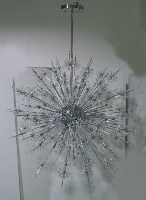 Sputnik Crystal Chandelier 60” | Chandeliers by Custom Lighting by Prestige Chandelier. Item composed of metal and glass