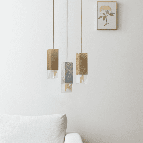 Lamp/One Collection Chandelier - Revamp 01 | Chandeliers by Formaminima. Item composed of wood & marble
