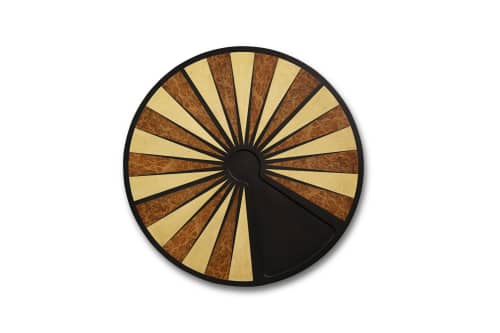 Exotic Wood Inlaid Round Backgammon Table by Costantini | Side Table in Tables by Costantini Design. Item composed of wood
