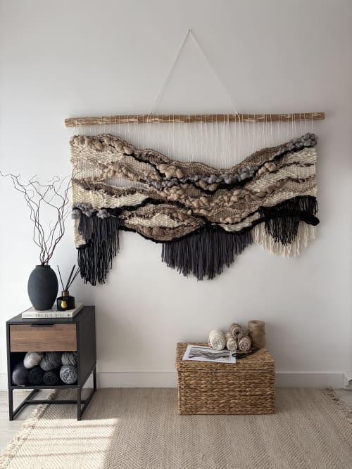 Woven Tapestry "Balance" | Wall Hangings by Tissage Sauvage. Item composed of wood & cotton compatible with boho and contemporary style