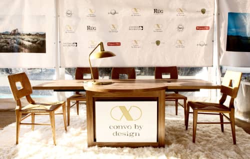 CXD Podcast Desk | Tables by Convo By Design | WestEdge Design Fair 2018, Barker Hanger in Santa Monica. Item made of wood