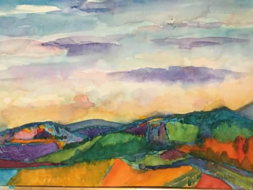 Quarantine landscape | Watercolor Painting in Paintings by Anne Beletic | Private Residence in Dallas. Item made of paper