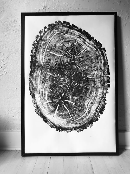 Tree ring print, Old Oak Tree, Nauvoo, Illinois | Prints by Erik Linton. Item made of paper