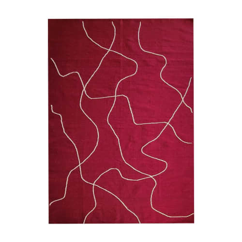 Ruby Maroon Handwoven Area Rug | Rugs by Mumo Toronto. Item made of wool